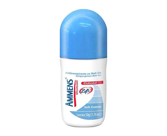 AMMENS 24 HOUR ANTIPERSPIRANT ROLL-ON (SOFT COTTON, 50 G)