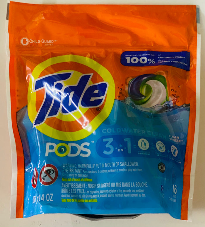 TIDE LAUNDRY DETERGENT PODS (16 CAPSULES, 398 G, 14 OZ)