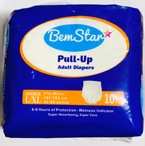 BEM STAR ADULT DIAPERS (10 UNITS, L/XL)