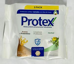 PROTEX BAR SOAP (3 UNITS, OATS+PREBIOTIC, DEEP CLEAN, HERBAL, 11.06 OZ)