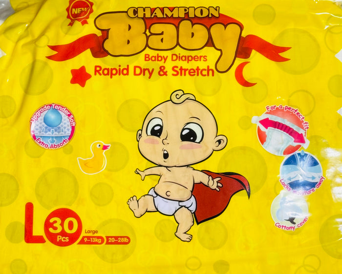 CHAMPION BABY DIAPERS (LARGE, 30 UNITS)