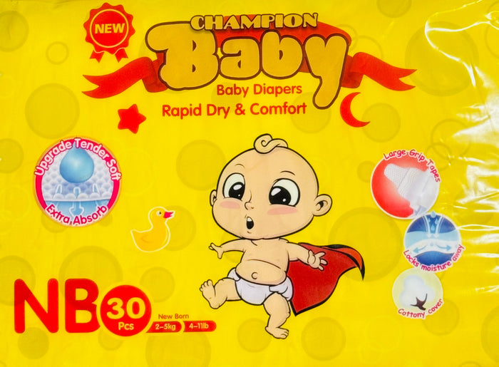 CHAMPION BABY DIAPERS (NEW BORN, 30 UNITS)