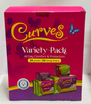 CURVES VARIETY PACK (36 PADS, 30 LONG LINERS)