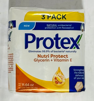 PROTEX BAR SOAP (3 UNITS, NUTRI PROTECT GLYCERIN + VITAMIN E, 11.64 OZ)