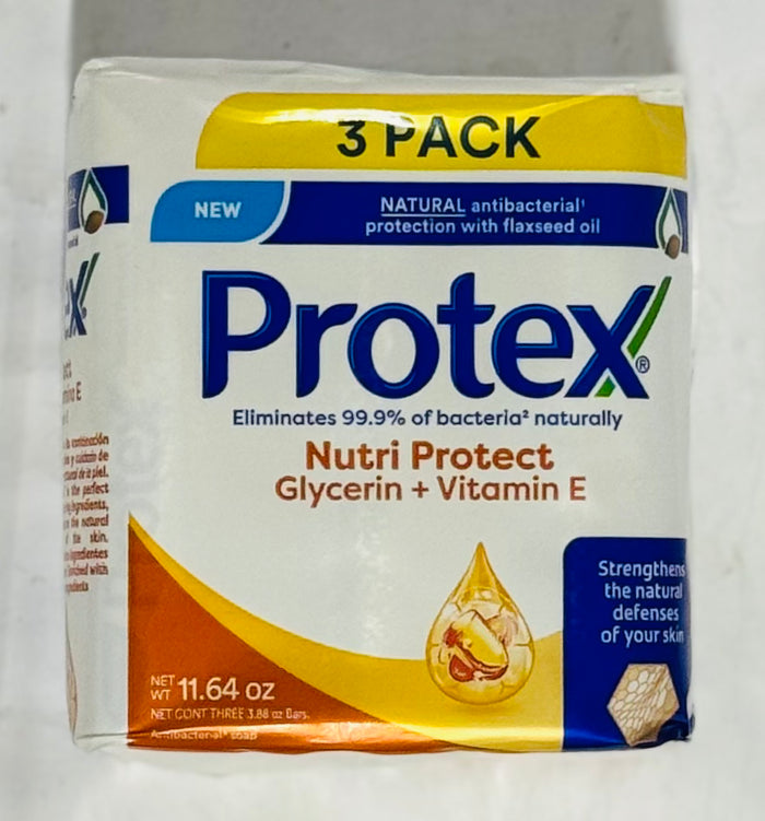 PROTEX BAR SOAP (3 UNITS, NUTRI PROTECT GLYCERIN + VITAMIN E, 11.64 OZ)