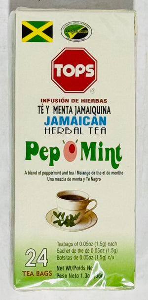 TOPS JAMAICAN HERBAL TEA PEP O’ MINT (24 UNITS, 36 G)