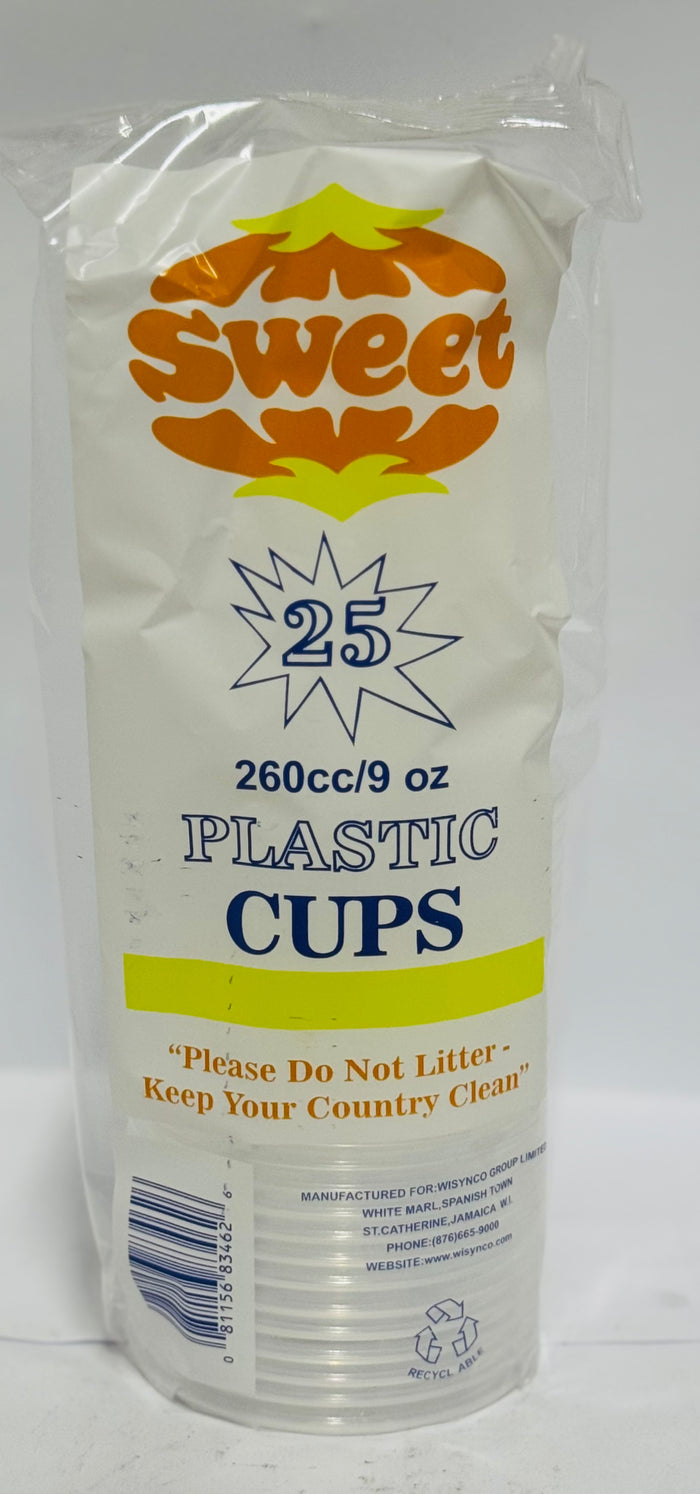 SWEET PLASTIC CUPS (9 OZ, 25 UNITS)