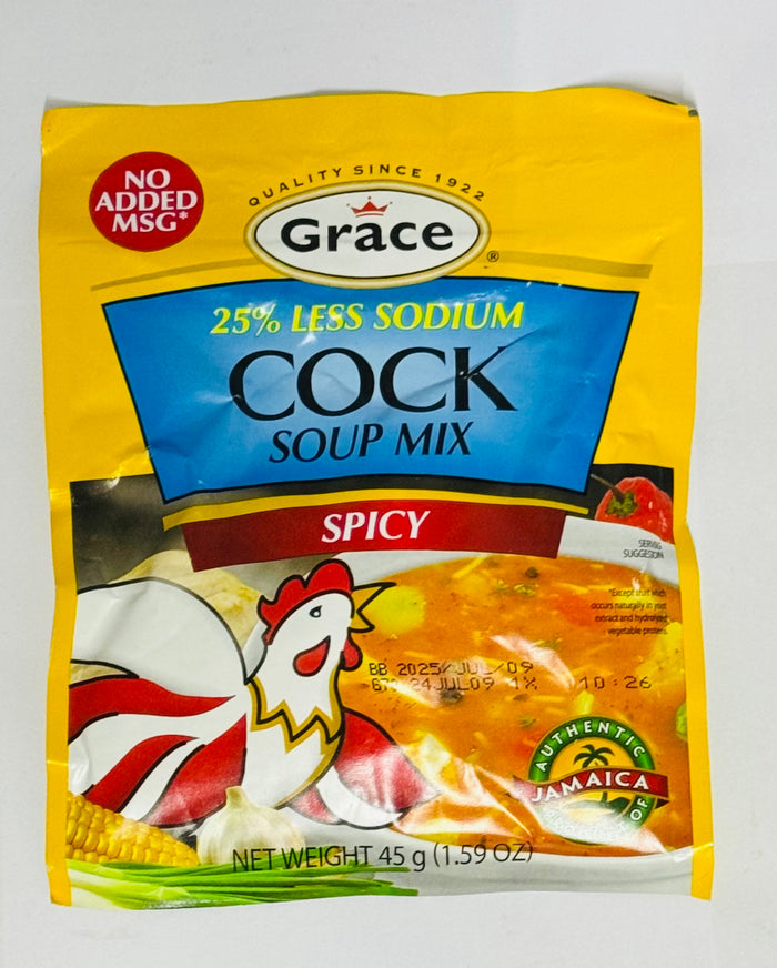 GRACE COCK SOUP MIX (25% LESS SODIUM, SPICY, 45 G)