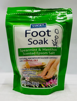 LUCKY SUPER SOFT FOOT SOAK (SPEARMINT & MENTHOL SCENTED EPSOM SALT, 454 G)