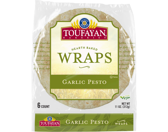 TOUFAYAN BAKERIES HEARTH BAKED WRAPS (GARLIC PESTO, 6 COUNT, 312 G)