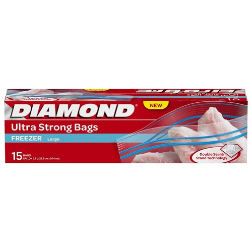 DIAMOND ULTRA STRONG FREEZER BAGS (LARGE, 15 UNITS)