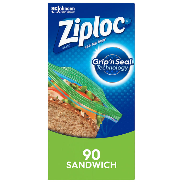 ZIPLOC GRIP & SEAL SANDWICH SEAL TOP BAGS (90 UNITS)