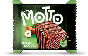 MY MOTTO WAFER (HAZELNUT & COCOA CREAM, CASE, 120 UNITS, 34 G / UNIT)