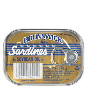 BRUNSWICK SARDINES IN SOYA OIL (SILVER, 106 G)
