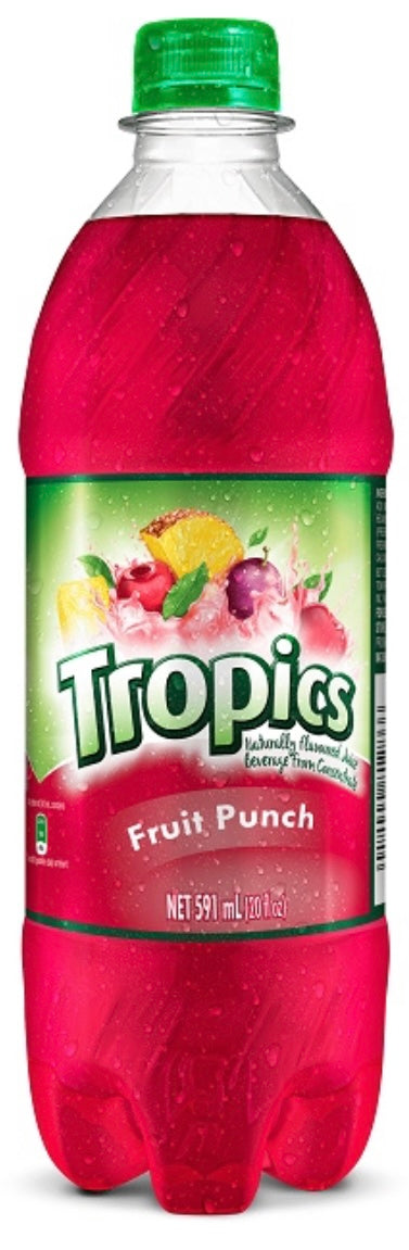 TROPICS NATURALLY FLAVOURED DRINK (CASE, FRUIT PUNCH, 591 ML)