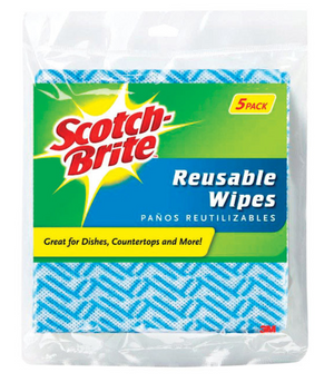 SCOTCH BRITE KITCHEN & GENERAL REUSABLE WIPES (5 PK)