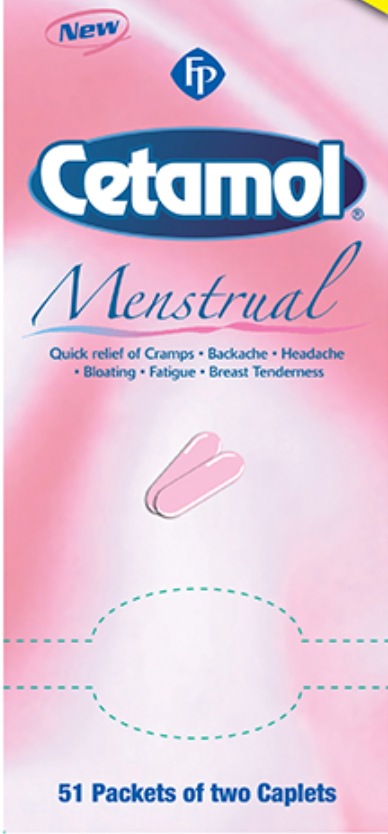 CETAMOL MENSTRUAL CAPLETS BOX (51 PACKETS)