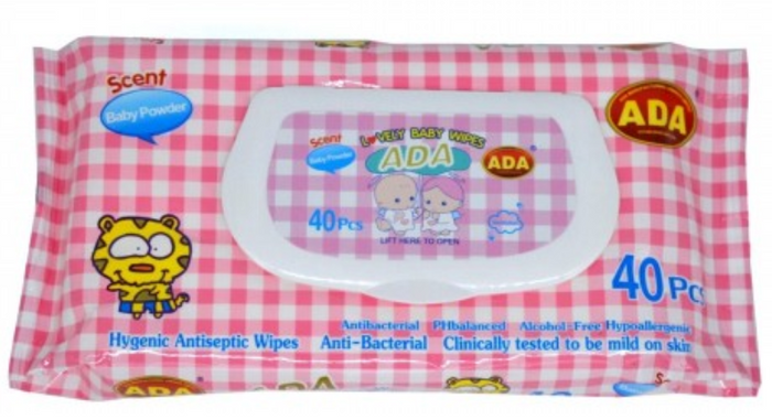 ADA BABY WIPES (BABY POWDER, 40 PIECES)