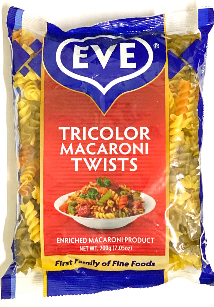 EVE TRICOLOR MACARONI PASTA TWISTS (200 G)