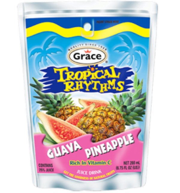 TROPICAL RHYTHMS JUICE DRINK (GUAVA PINEAPPLE, POUCH, 200 ML)