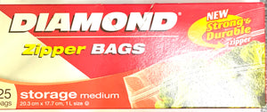 DIAMOND ZIPPER BAGS (25 UNITS)