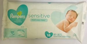 PAMPERS SENSITIVE PERFUME FREE WIPES (18 PIECES)
